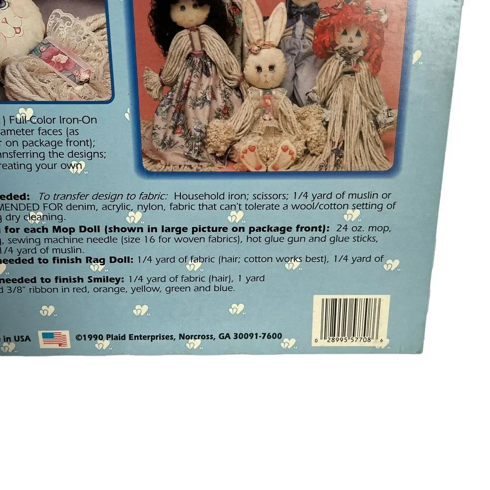 Dolly Dear Full Color Iron On Doll Faces 57708 Smiley & Rag Doll‎ NOS
